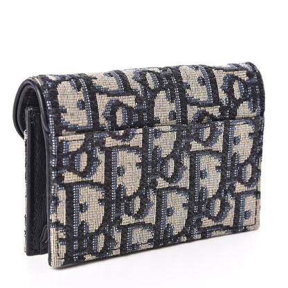 Christian Dior Oblique Saddle Card Holder Blue 3 of 8