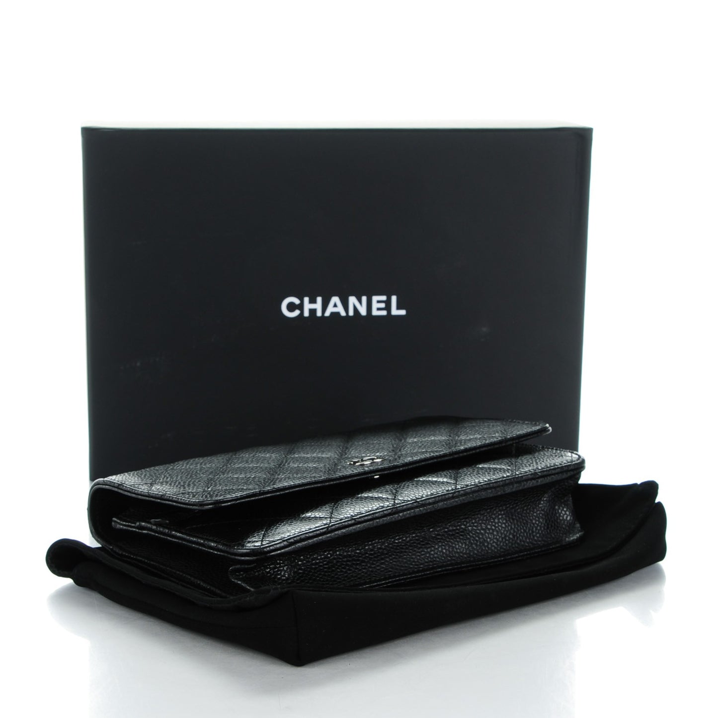Caviar Quilted Wallet On Chain WOC Black