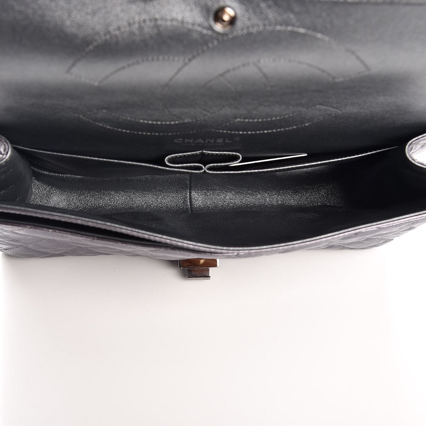 Metallic Aged Calfskin Quilted 2.55 Reissue 227 Flap Dark Silver