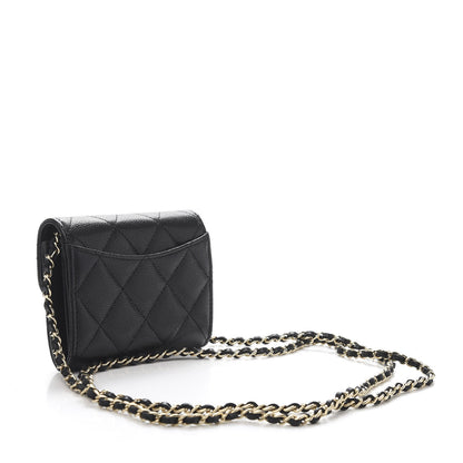 Chanel Caviar Quilted Flap Card Holder On Chain Black 2 of 11