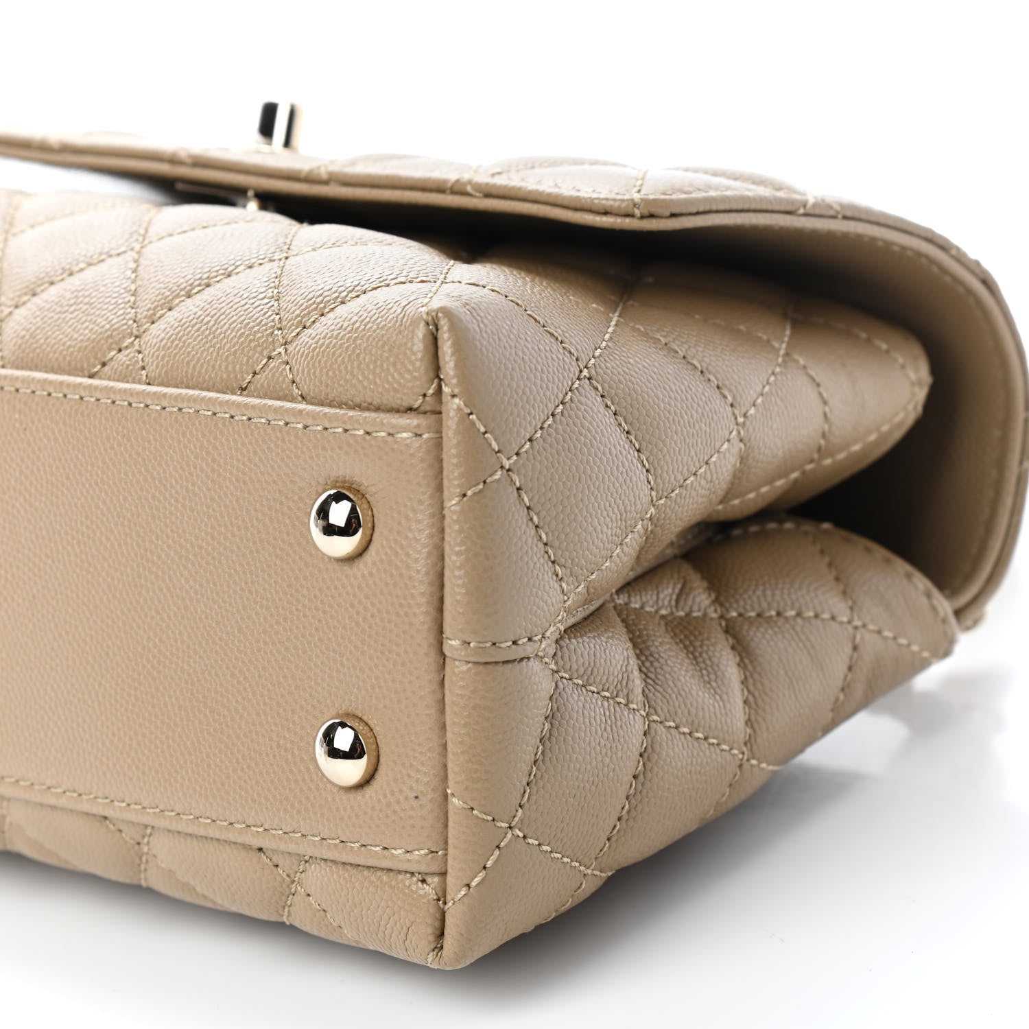 Chanel Caviar Lizard Embossed Quilted Mini Coco Handle Flap Beige 8 of 8