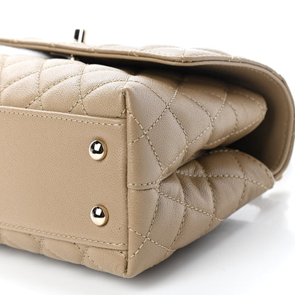Chanel Caviar Lizard Embossed Quilted Mini Coco Handle Flap Beige 8 of 8