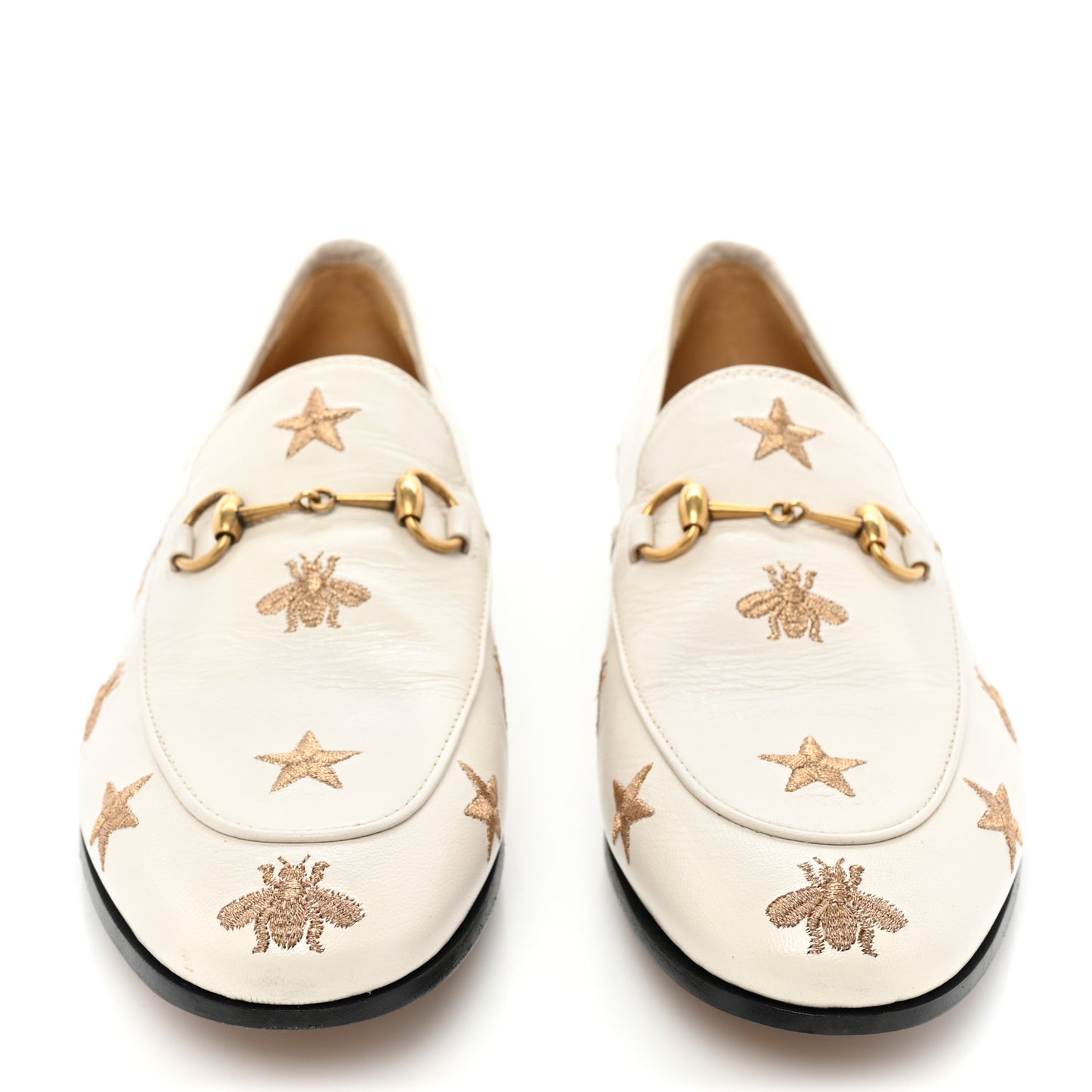 Goatskin Bee Star Embroidered Womens Jordaan Loafers 40 Mystic White
