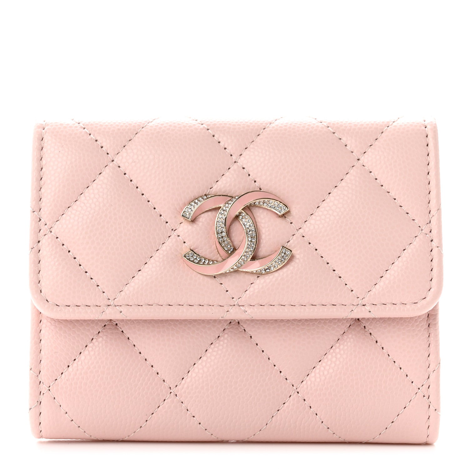 Chanel Caviar Crystal Quilted Flap Card Holder Pink 1 of 9