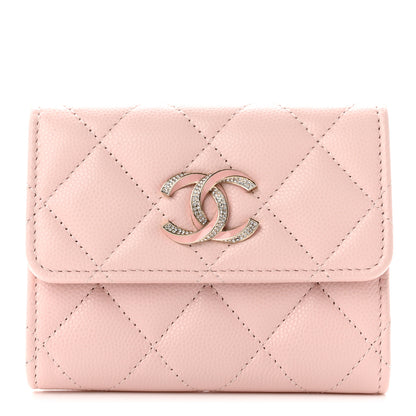 Chanel Caviar Crystal Quilted Flap Card Holder Pink 1 of 9