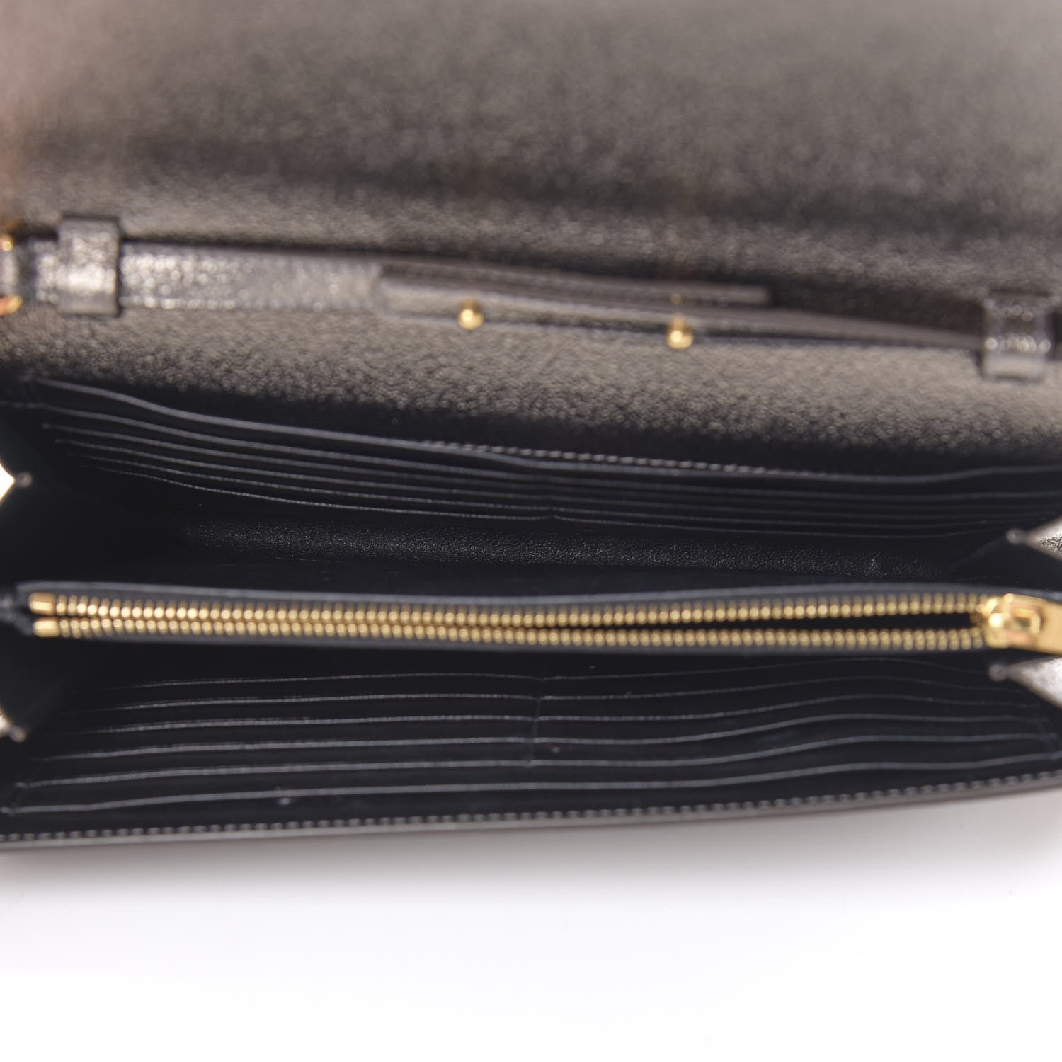 Saint Laurent Grained Metallic Calfskin Monogram Chain Wallet Bronze 5 of 13
