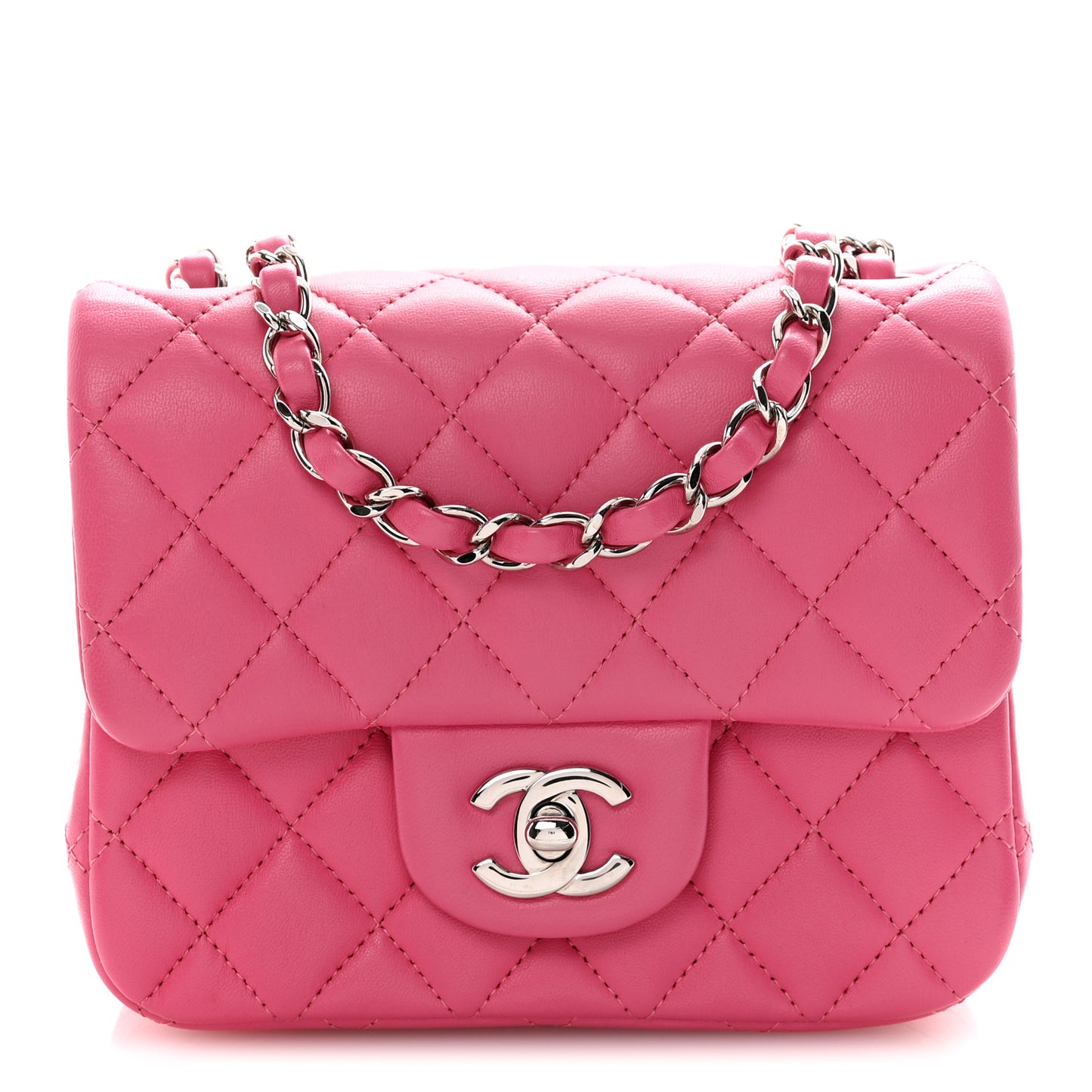 Lambskin Quilted Mini Square Flap Pink