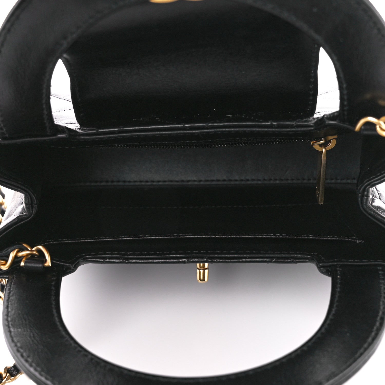 Chanel Shiny Aged Calfskin Quilted Nano Kelly Shopper Black 5 of 11