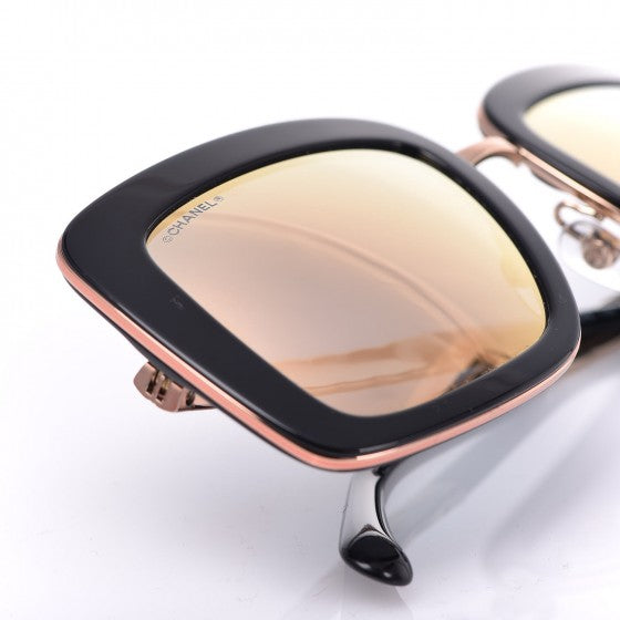 Metal Square Spring Sunglasses 5369 Black Pink Gold