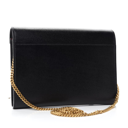 Saint Laurent Grain De Poudre Monogram Cassandra Chain Wallet Black Rouge Legion 3 of 11