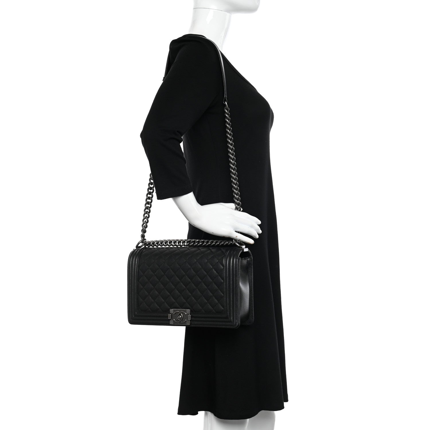 Chanel Caviar Quilted New Medium Boy Flap Black 2 of 10