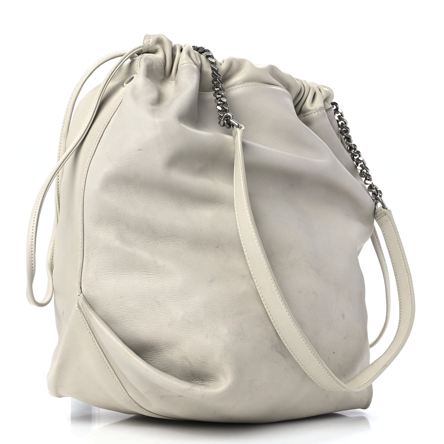 Lambskin Teddy Drawstring Bag Crema Soft