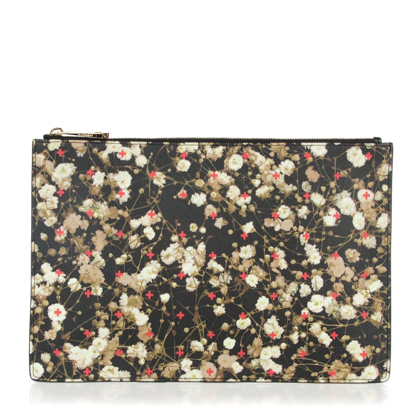 Canvas Baby's Breath Print Medium Zip Pouch