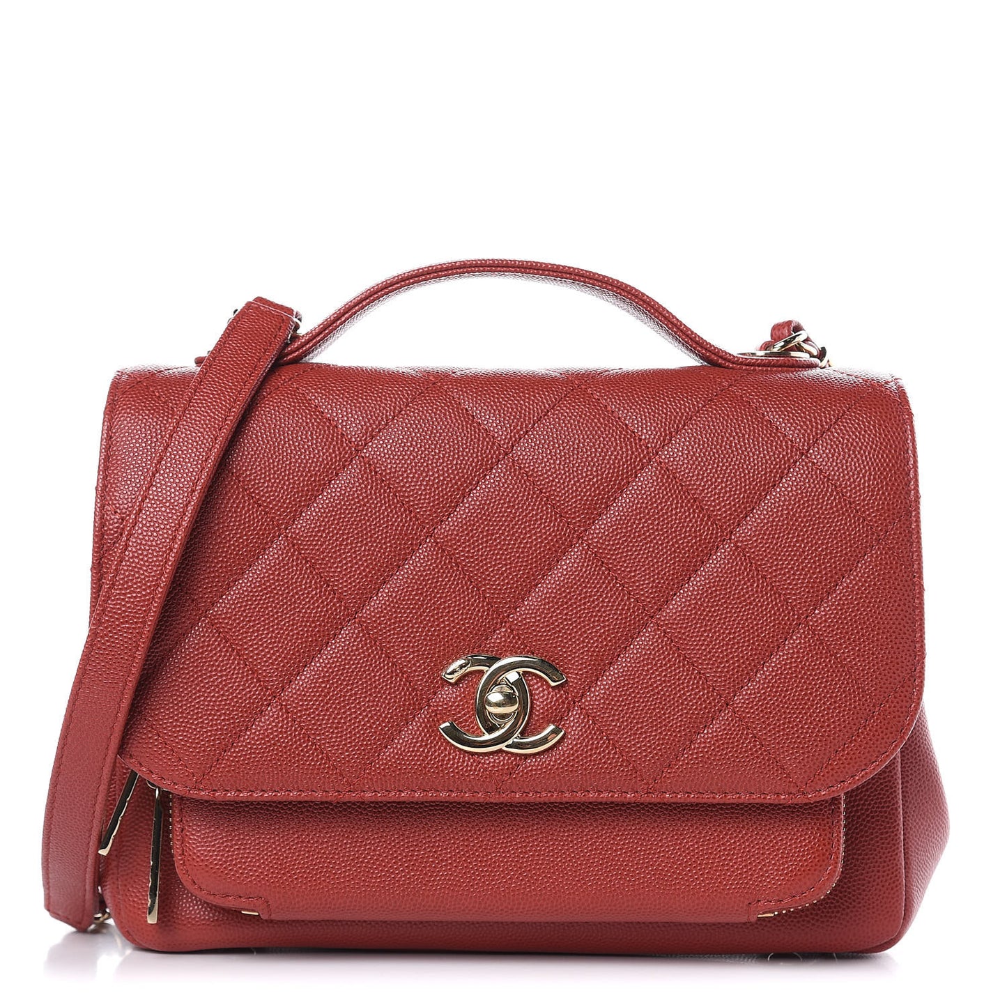 Caviar Quilted Medium Business Affinity Flap Red