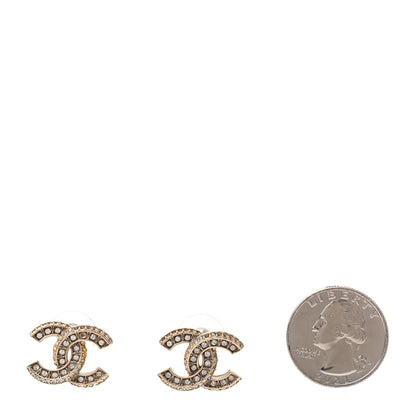 Chanel Crystal Timeless CC Earrings Light Gold 2 of 7