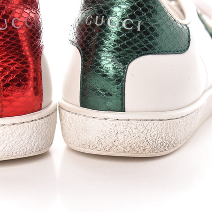 Gucci Calfskin Ayers Web Pineapple Ladybug Embroidered Womens Ace Sneakers 37 White 11 of 16