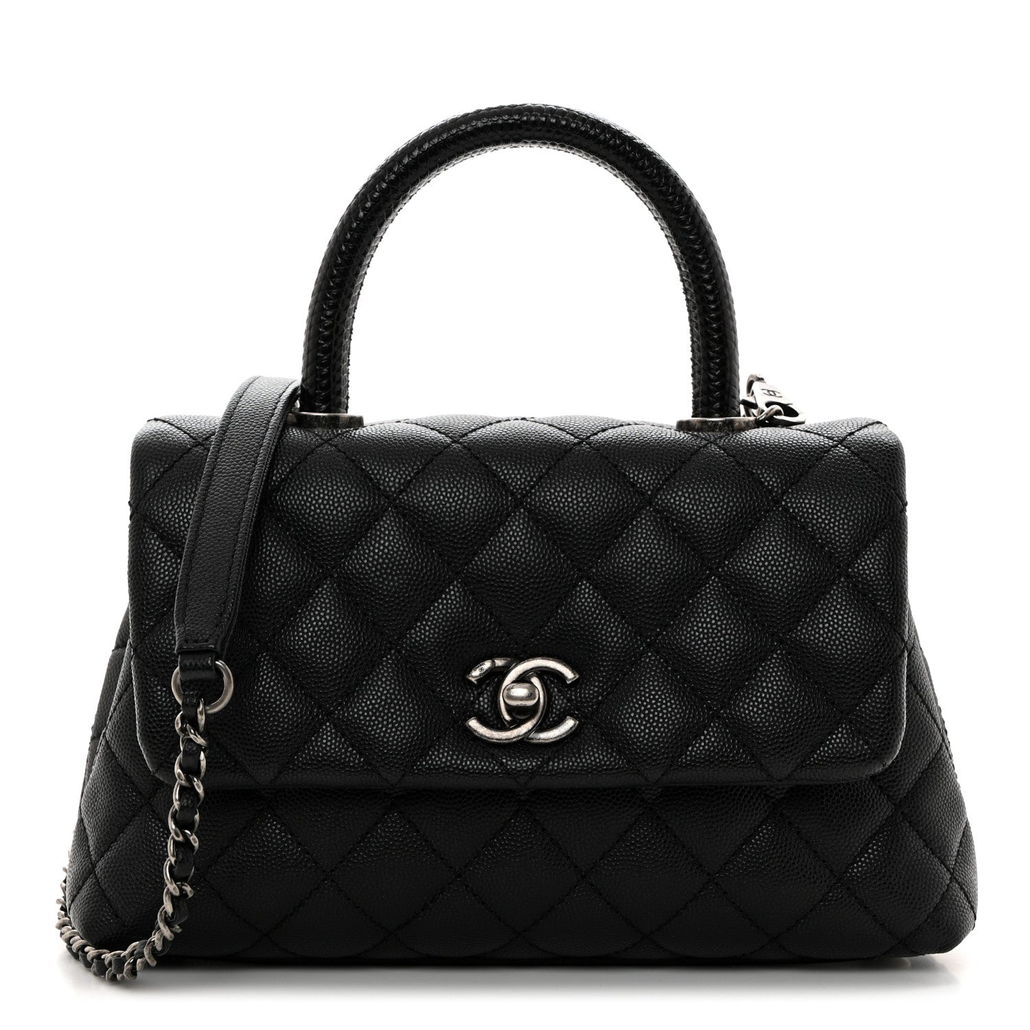 Chanel Caviar Lizard Quilted Mini Coco Handle Flap Black 1 of 10