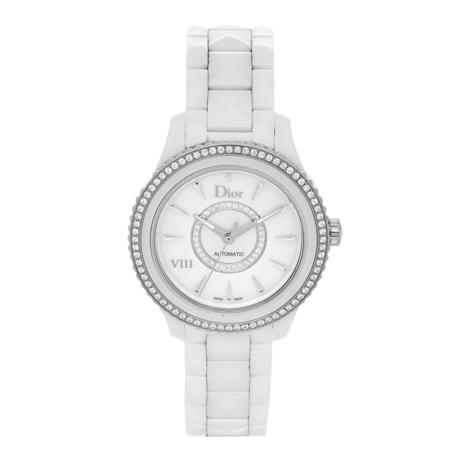 Christian Dior Stainless Steel Ceramic Diamond Bezel Mother of Pearl 38mm Dior VIII Automatic Watch White 1 of 5