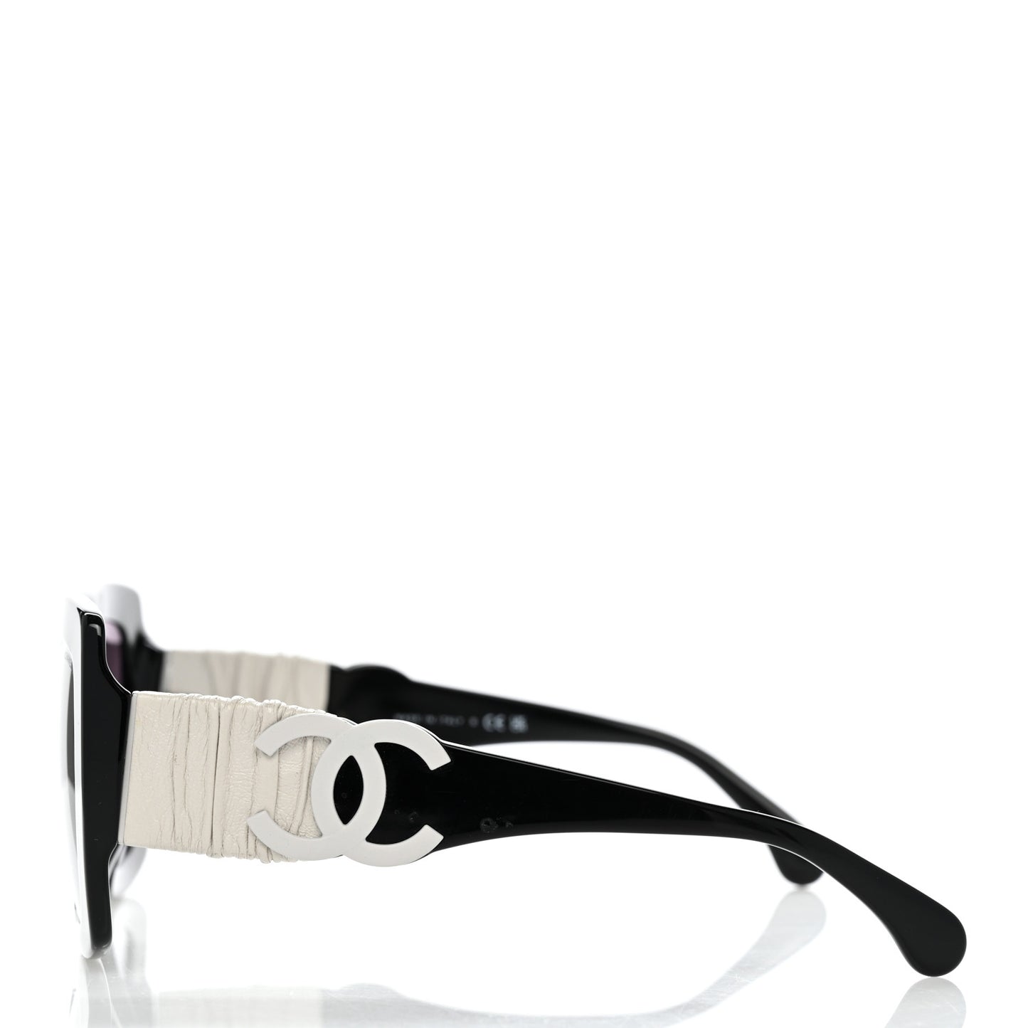 Acetate Calfskin Square Sunglasses 5474-Q-A Black White