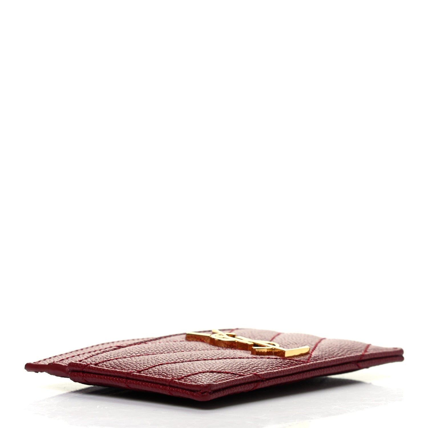 Saint Laurent Grain De Poudre Matelasse Chevron Monogram Credit Card Case Opyum Red 3 of 7