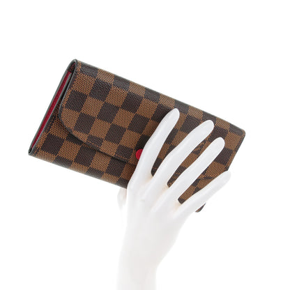 Louis Vuitton Damier Ebene Emilie Wallet Red 2 of 7