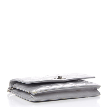 Chanel Metallic Aged Calfskin Reissue Wallet On Chain WOC Silver 4 of 10