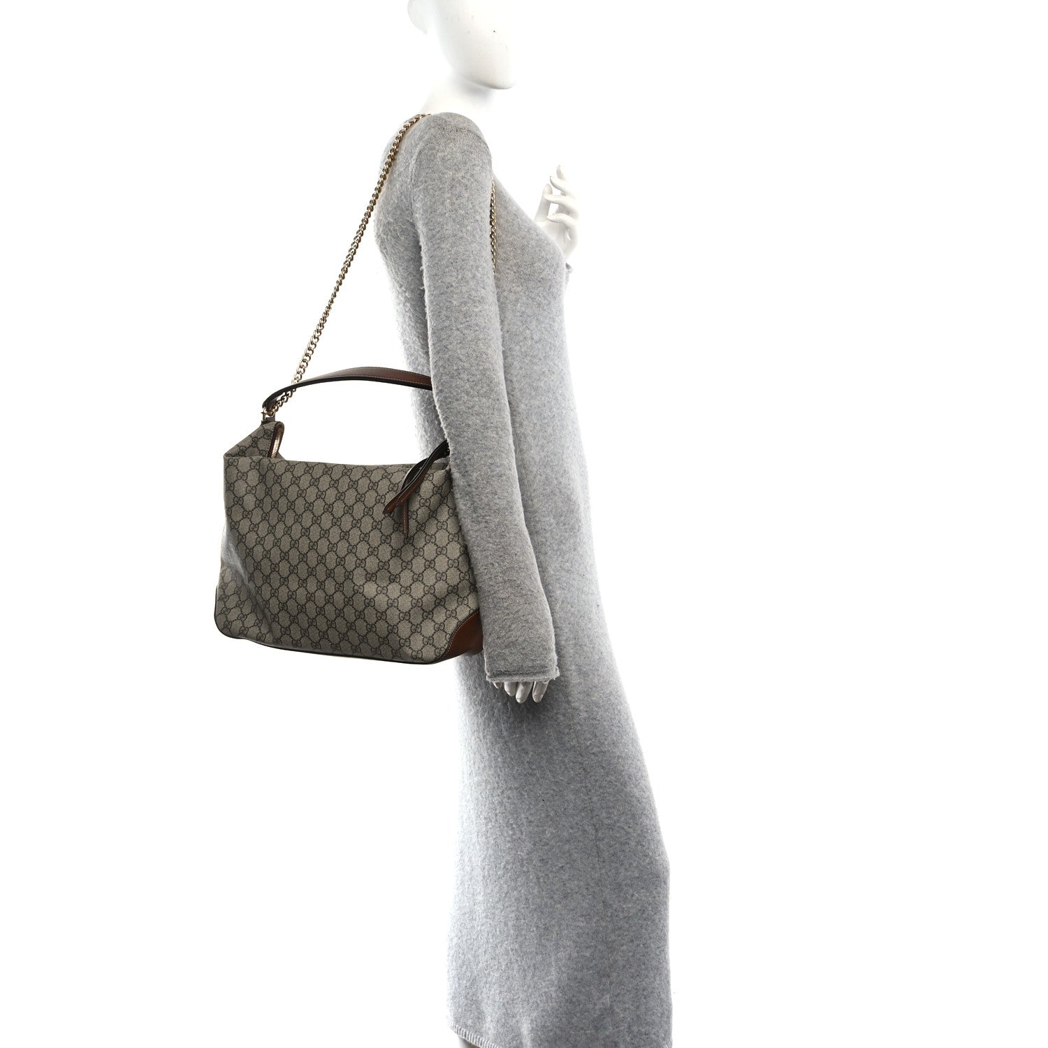 Gucci GG Supreme Monogram Large Linea A Hobo Light Brown 2 of 10