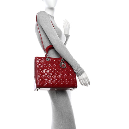 Christian Dior Patent Cannage Large Lady Dior Red 2 of 14