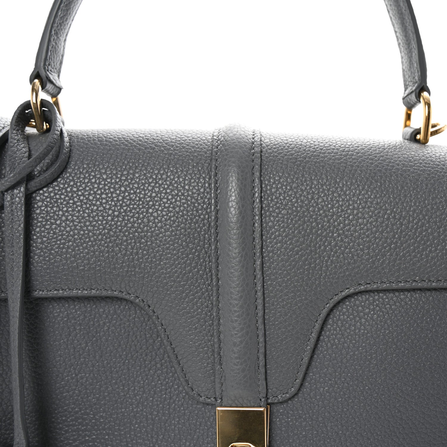 Celine Grained Calfskin Medium 16 Top Handle Bag Grey 9 of 11