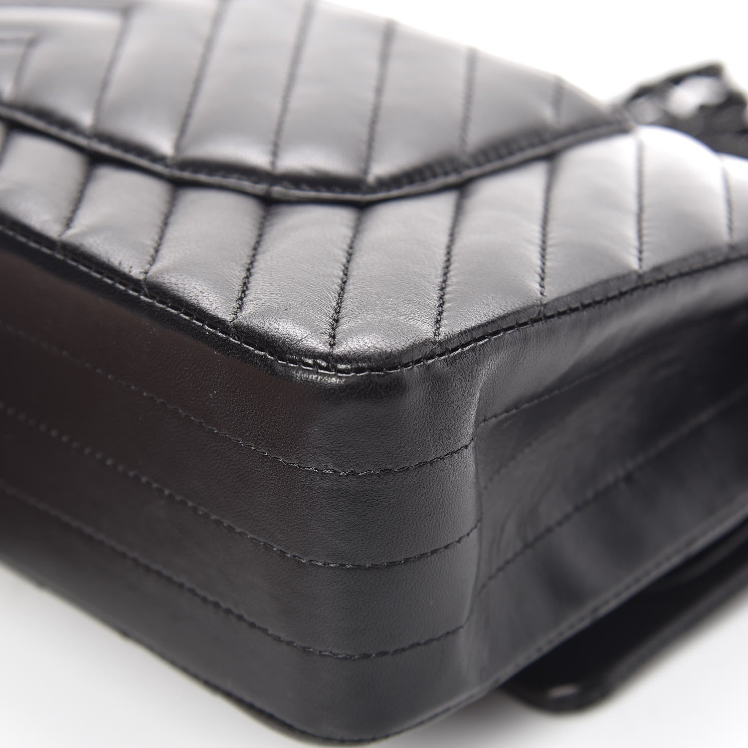 Chanel Lambskin Chevron Quilted Medium Double Flap So Black 15 of 21