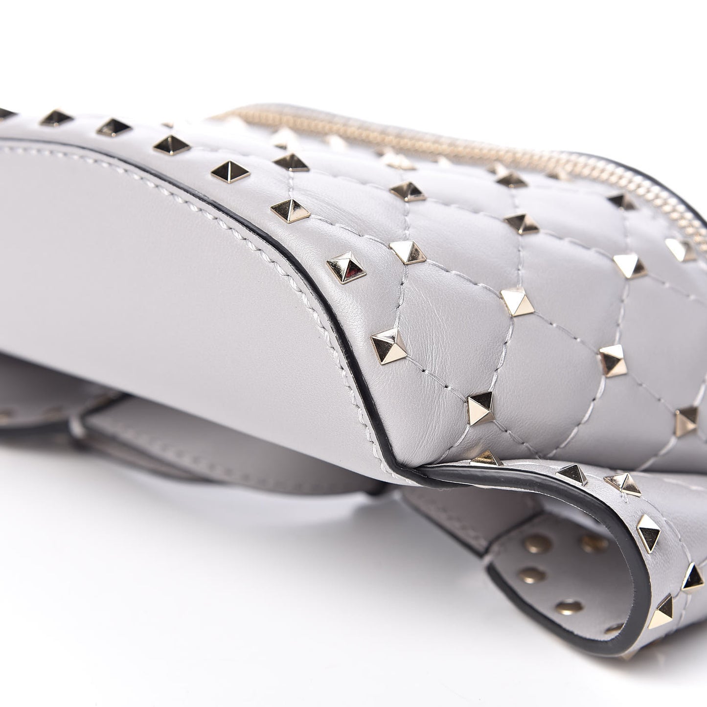 Nappa Rockstud Spike Belt Bag 85 Pastel Grey