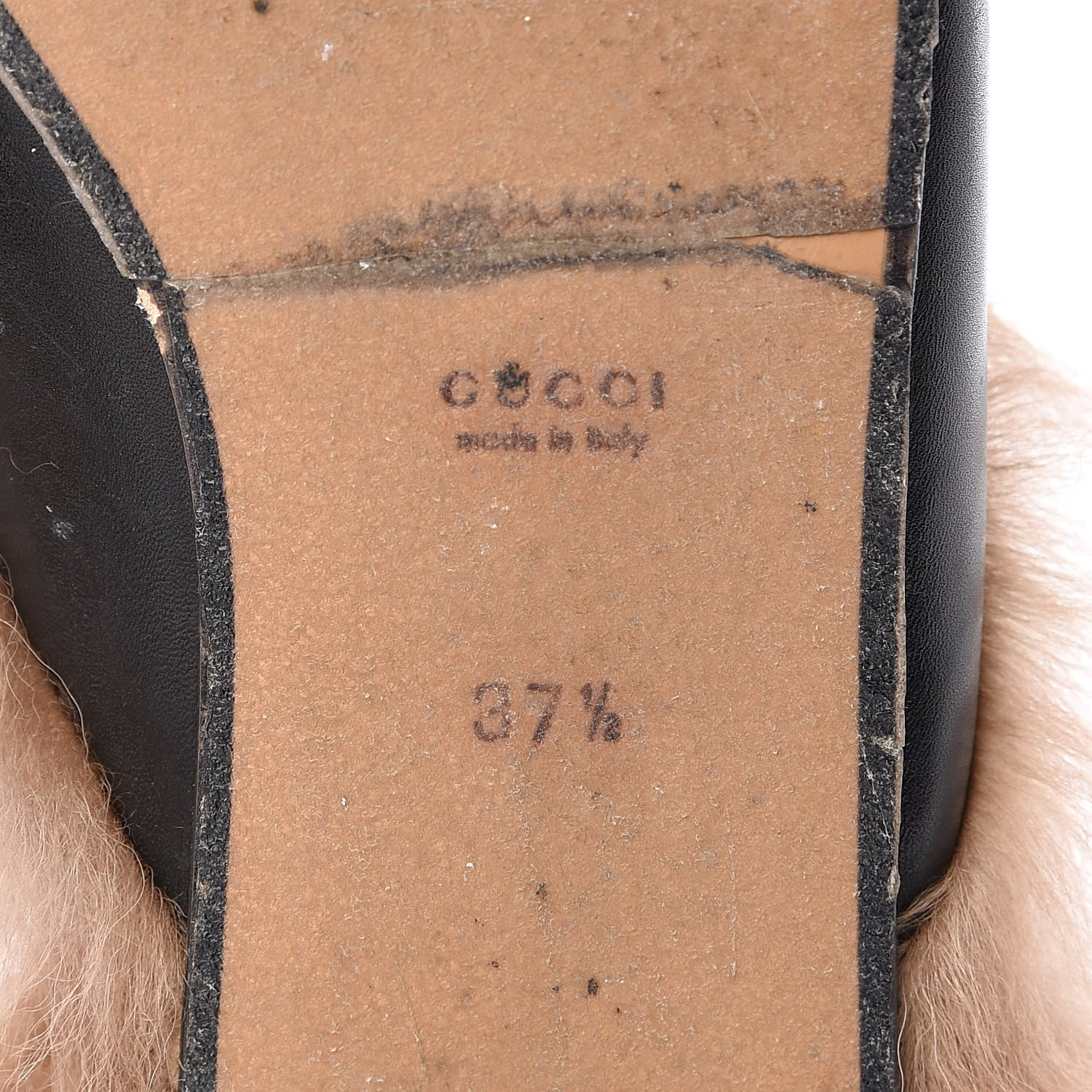 Gucci Calfskin Fur Womens Princetown Slippers 37.5 Black 8 of 10
