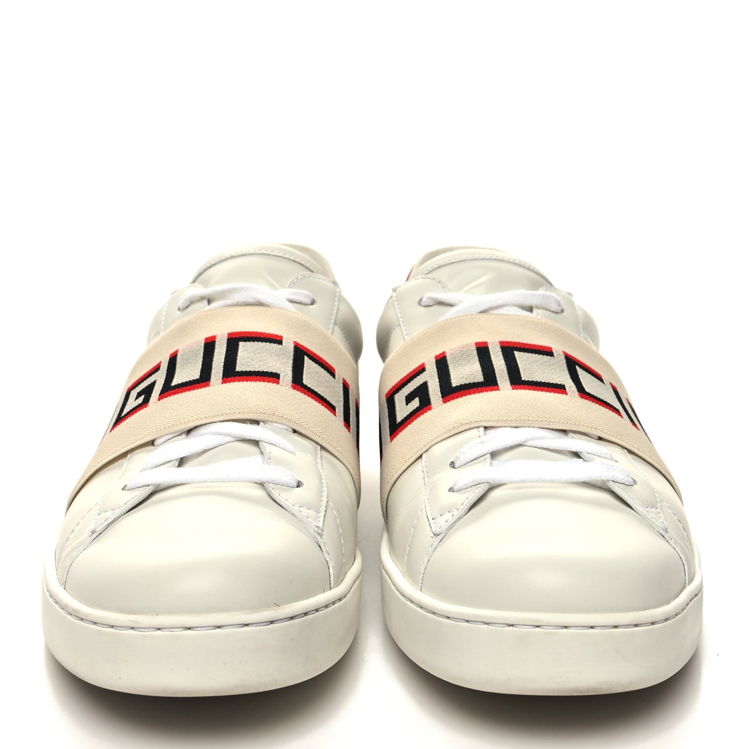 Gucci Calfskin Stripe Mens New Ace Sneakers 9 White Ecru Red Flame 2 of 9