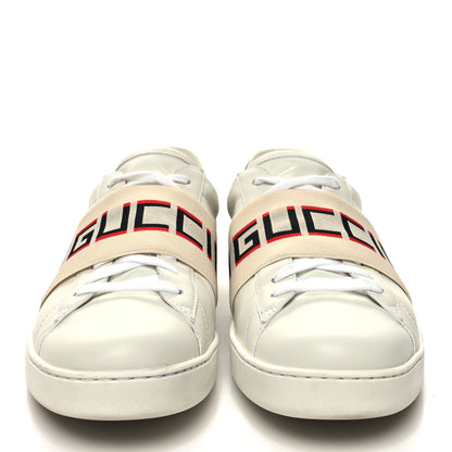 Gucci Calfskin Stripe Mens New Ace Sneakers 9 White Ecru Red Flame 2 of 9