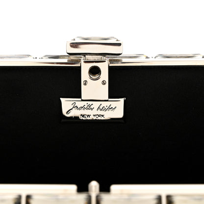 Judith Leiber Satin Crystal Box Clutch Black Silver 6 of 10