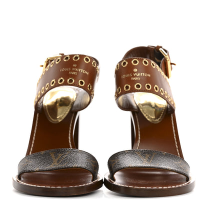 Louis Vuitton Calfskin Monogram Passenger Sandals 38 Cognac 3 of 10