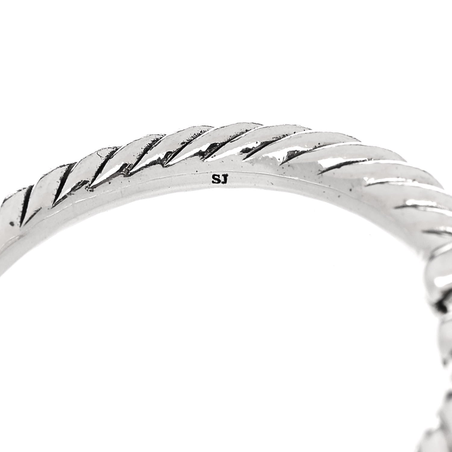 David Yurman Sterling Silver Diamond Prasiolite 8mm Chatelaine Ring 53 6.5 6 of 6