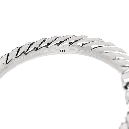 David Yurman Sterling Silver Diamond Prasiolite 8mm Chatelaine Ring 53 6.5 6 of 6