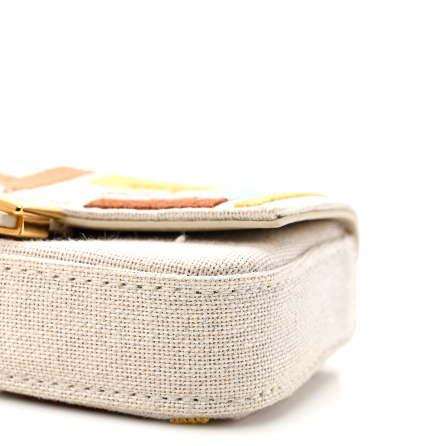 FENDI Nano Baguette FFロゴ キャンバス バッグ Fendi Kuban Canvas FF Embroidered Nano Baguette Charm Grezzo