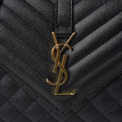 Saint Laurent Grain De Poudre Textured Mixed Matelasse Triquilt Medium Monogram Satchel Black 11 of 11