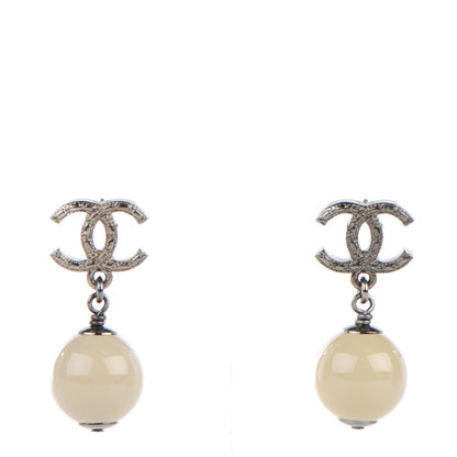 Chanel Ruthenium CC Bead Drop Earrings Light Green 1 of 4