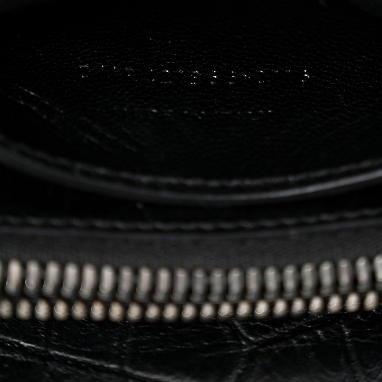 Calfskin Crocodile Embossed Large College Monogram Satchel Black
