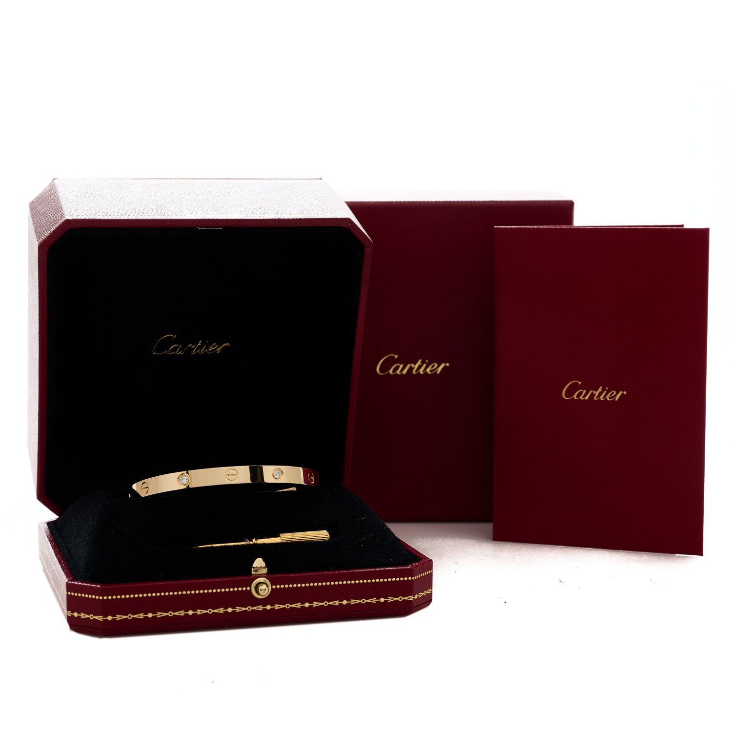 Cartier 18K Yellow Gold 4 Diamond LOVE Bracelet 19 5 of 5