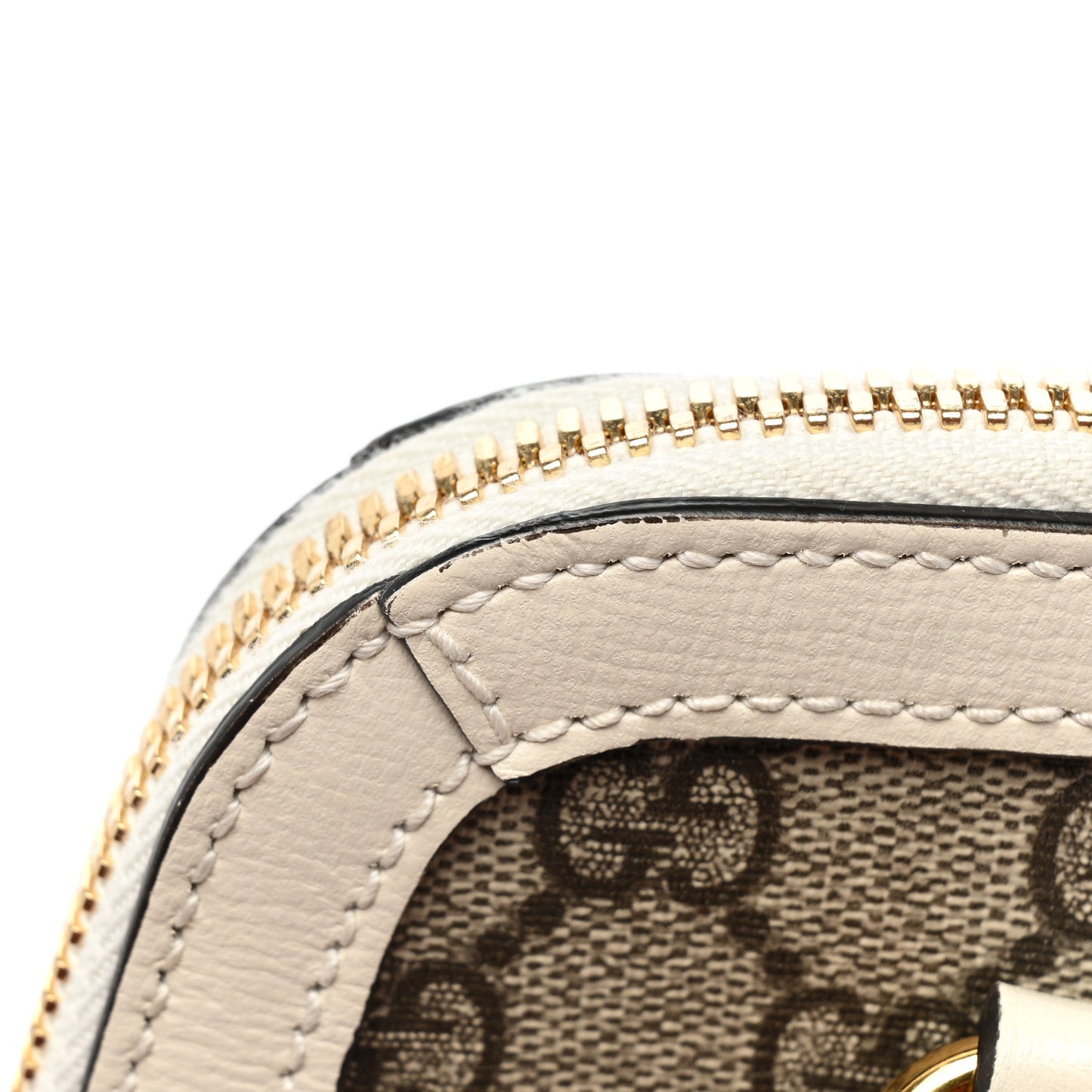GG Supreme Monogram Azalea Calfskin Small Horsebit 1955 Top Handle Bag Beige Ebony Mystic White