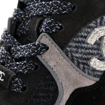 Chanel Tweed Suede Womens CC Sneakers 36 Black Grey 13 of 16