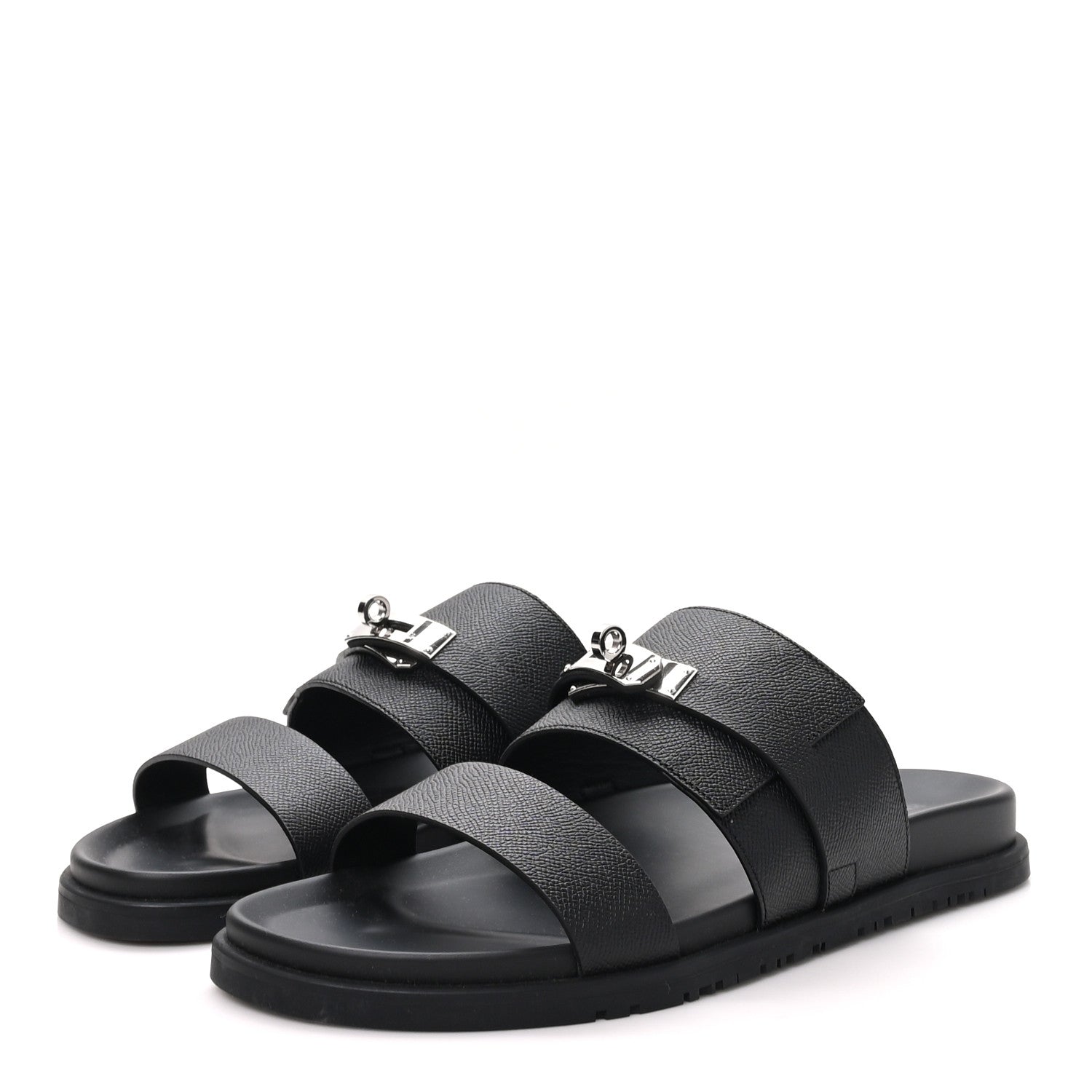 Hermes Epsom Mens Jackson Sandals 45 Black 4 of 9