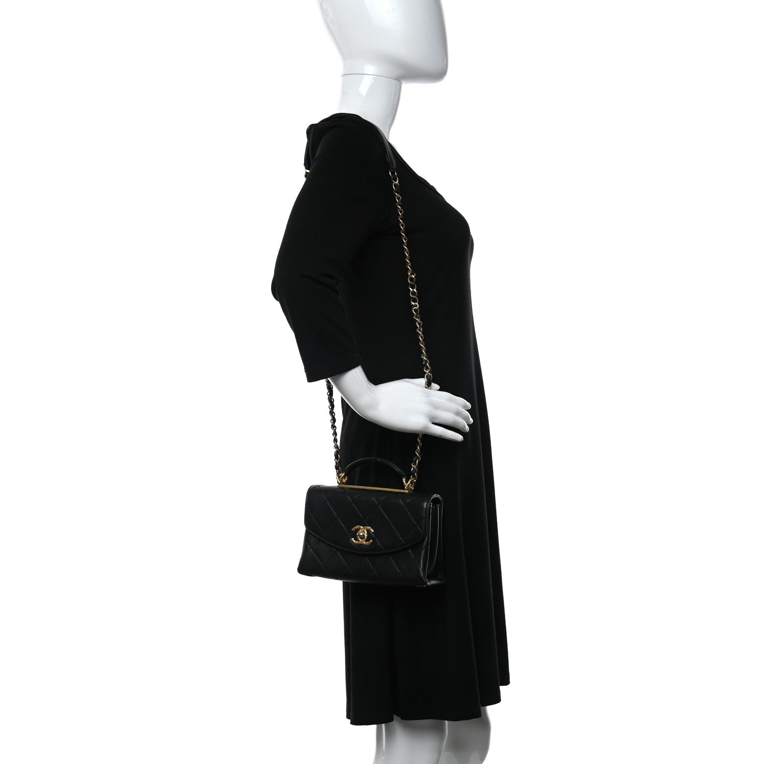 Chanel Lambskin Quilted Mini Trendy Spirit Top Handle Flap Black 2 of 10