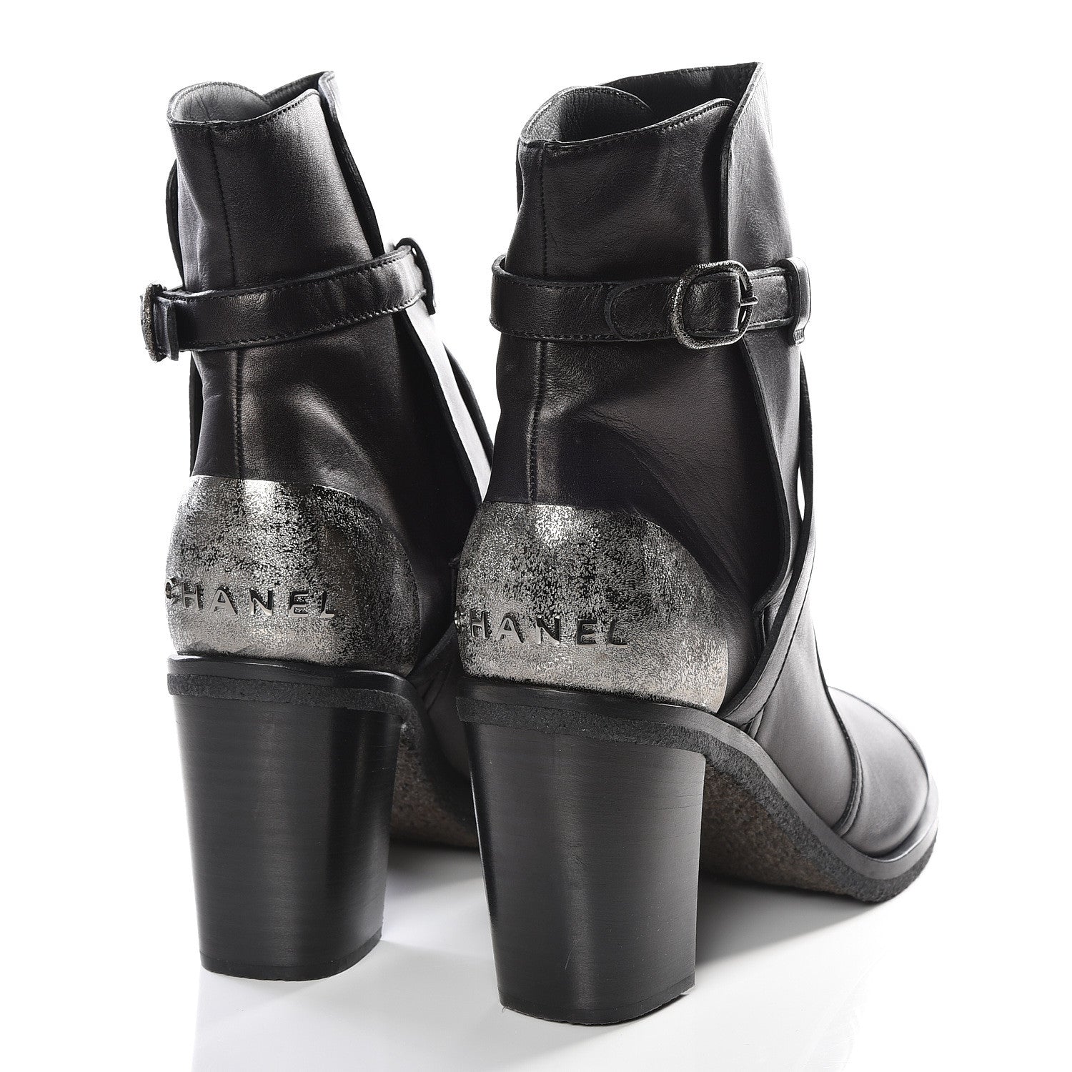 Chanel Lambskin CC Buckle Short Boots 41 Black 5 of 11