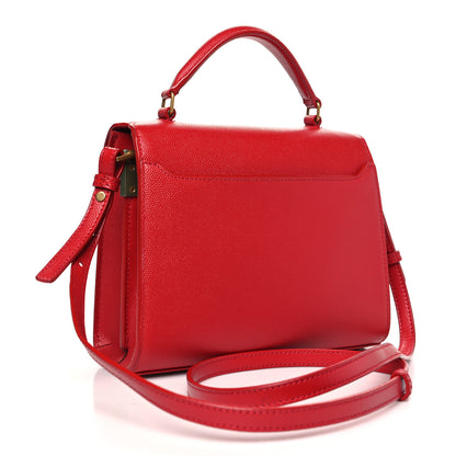 Saint Laurent Grain de Poudre Mini Classic Monogram Cassandra Top Handle Red 3 of 9