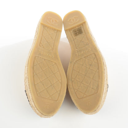 Chanel Lambskin CC Espadrilles 39 Beige Black 16 of 22
